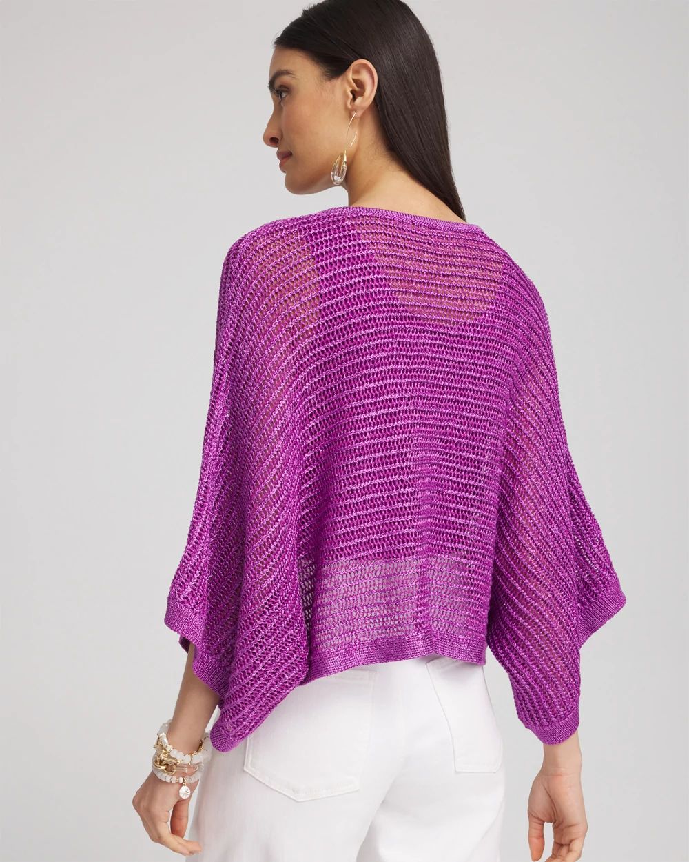売れ筋商品|||ジェイエムコレクション カットソー トップス レディース Women's Solid V-Neck Tiered Poncho Top, Exclusively at Macy's Pink Cryst V-neck Sequin Knit Poncho | Chico's